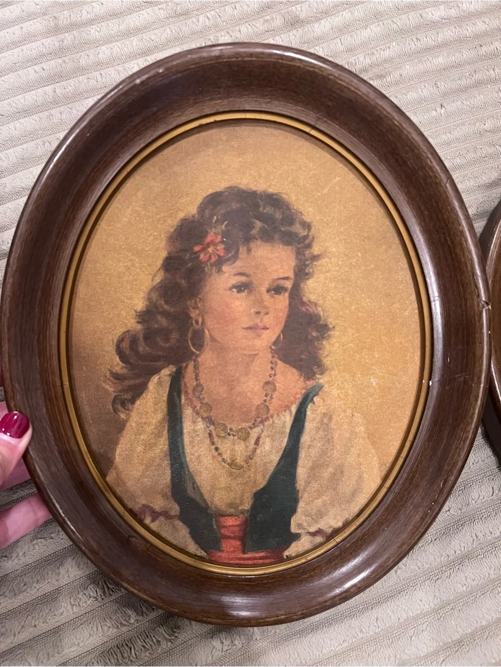 Vintage Anne Allaben “Elena & Chiko” Framed Portrait Prints – Set of 2
